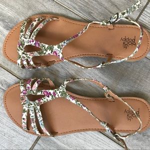 Flower open-toe flats